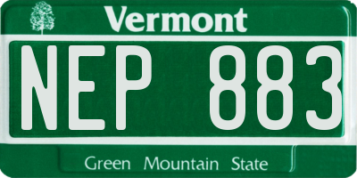 VT license plate NEP883