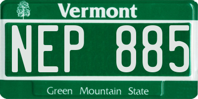 VT license plate NEP885