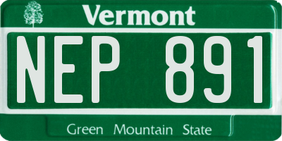 VT license plate NEP891