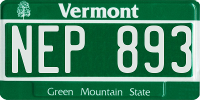 VT license plate NEP893