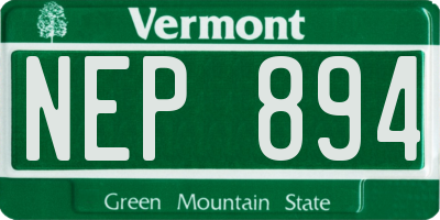 VT license plate NEP894