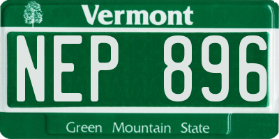 VT license plate NEP896