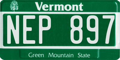 VT license plate NEP897
