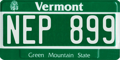 VT license plate NEP899