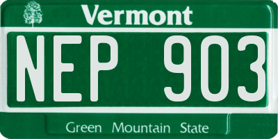 VT license plate NEP903