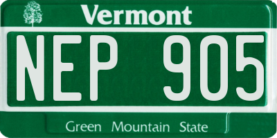 VT license plate NEP905