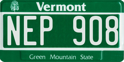 VT license plate NEP908