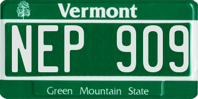 VT license plate NEP909