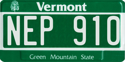 VT license plate NEP910