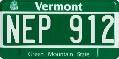 VT license plate NEP912