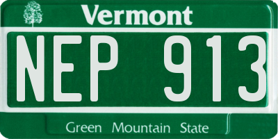 VT license plate NEP913