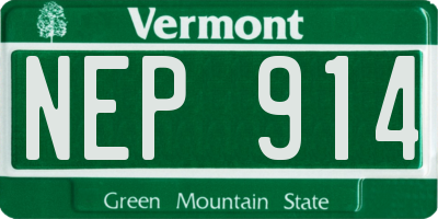 VT license plate NEP914