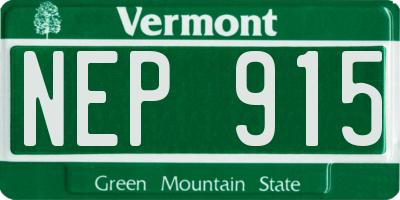 VT license plate NEP915
