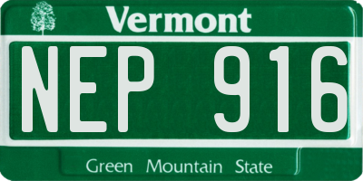 VT license plate NEP916