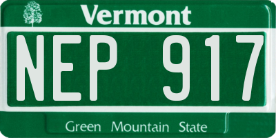 VT license plate NEP917