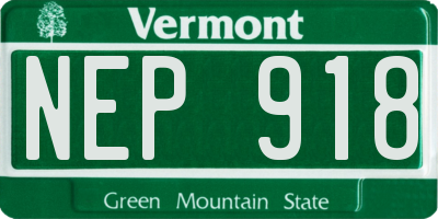VT license plate NEP918