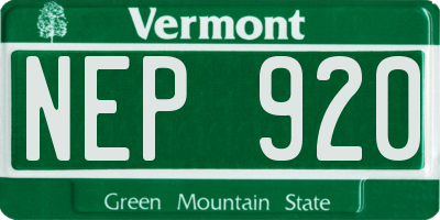 VT license plate NEP920