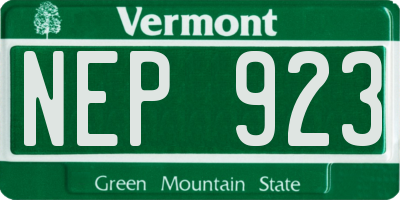 VT license plate NEP923