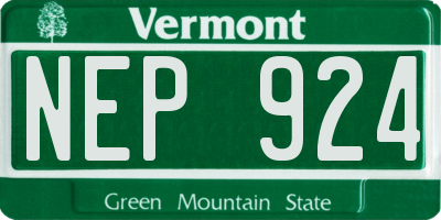 VT license plate NEP924