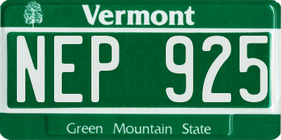 VT license plate NEP925