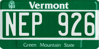VT license plate NEP926