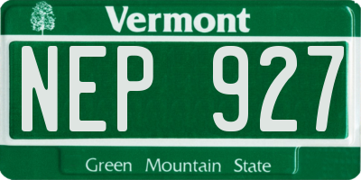 VT license plate NEP927