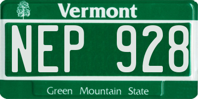 VT license plate NEP928