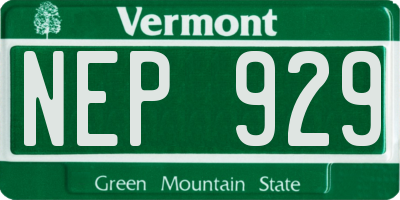VT license plate NEP929