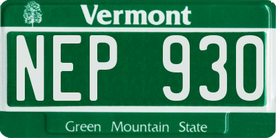 VT license plate NEP930
