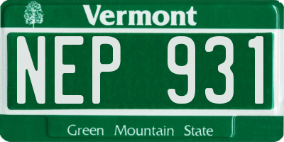 VT license plate NEP931