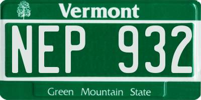 VT license plate NEP932