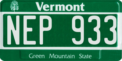 VT license plate NEP933