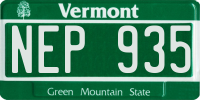 VT license plate NEP935