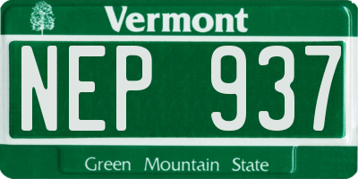 VT license plate NEP937