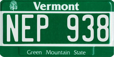 VT license plate NEP938