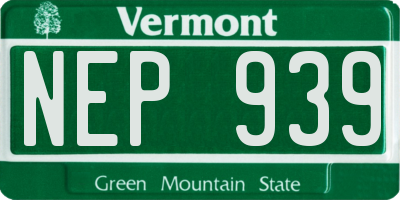 VT license plate NEP939