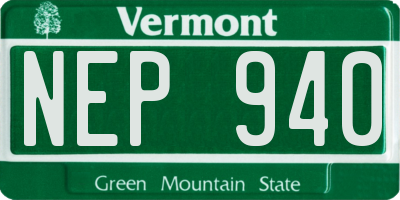 VT license plate NEP940