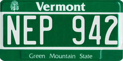 VT license plate NEP942