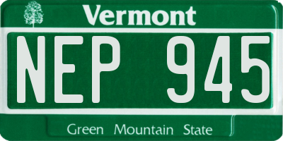 VT license plate NEP945