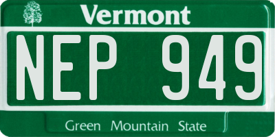 VT license plate NEP949
