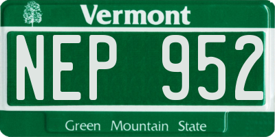 VT license plate NEP952