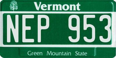 VT license plate NEP953