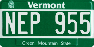 VT license plate NEP955