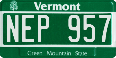 VT license plate NEP957