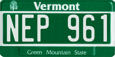 VT license plate NEP961