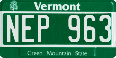 VT license plate NEP963