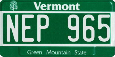 VT license plate NEP965