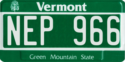 VT license plate NEP966
