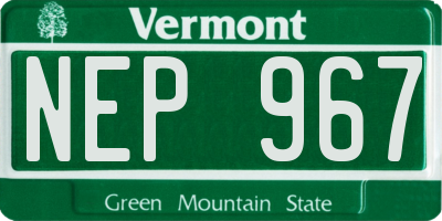 VT license plate NEP967