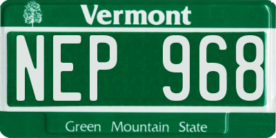 VT license plate NEP968